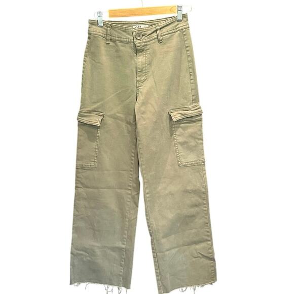 Oat New York Pants - Oat New York Cargo Denim Pants In Sage Green With Raw Hem Size 2/26
